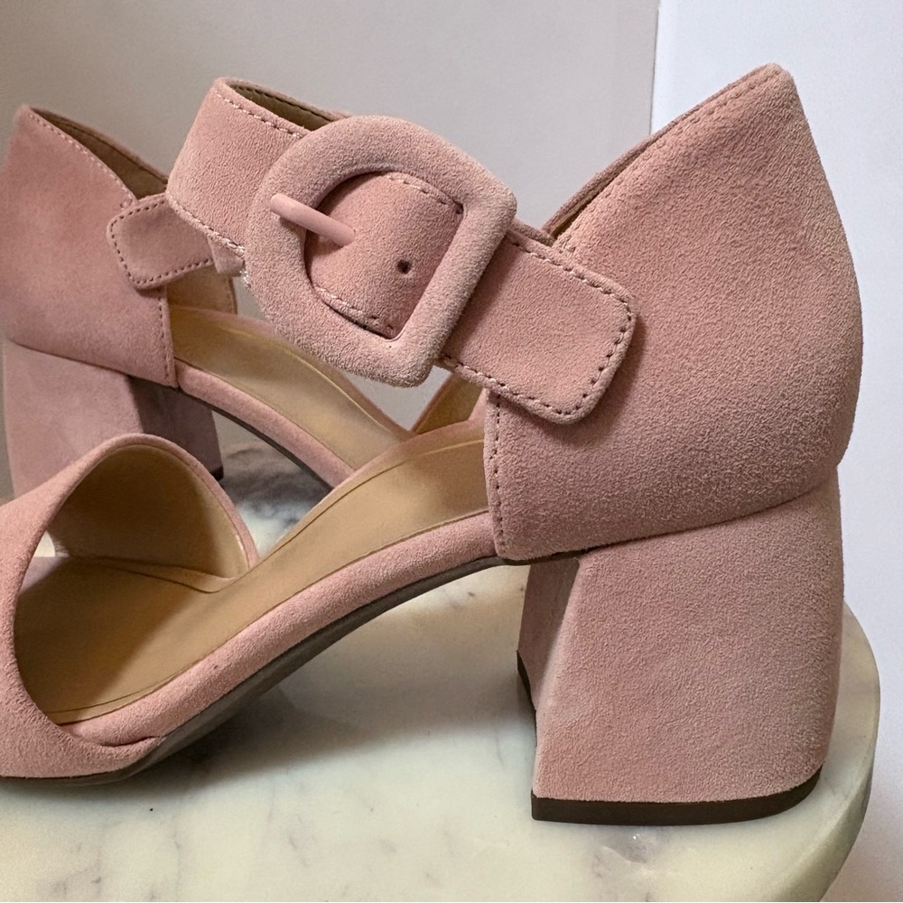 Vionic Dusty Pink Suede Block Heel Sandals - Picture 2 of 12